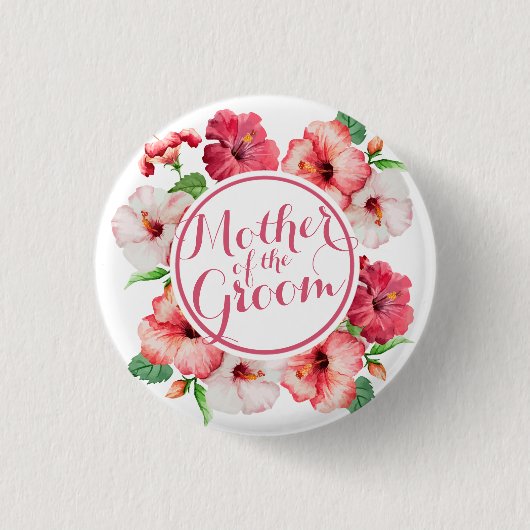 Moeder van de Groom Waterverf Wedding Pin Button (Voorkant)