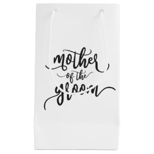Moeder van de Groom Wedding Calligrafie   Gift Bag Klein Cadeauzakje