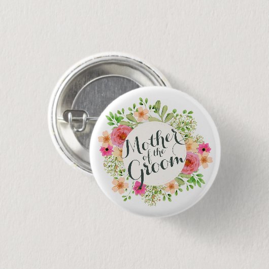 Moeder van de Groom Wedding Pin Button (Voorkant /achterkant)