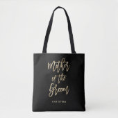 Moeder van de Groom | Zwarte en goudbridale partij Tote Bag (Voorkant)