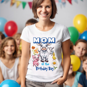 Moeder van de jarige jongen Boerderijdieren Feestj T-shirt