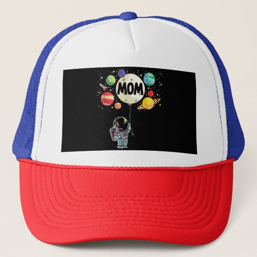 Moeder van de jarige jongen ruimte astronaut 1e ve trucker pet (Voorkant)