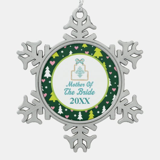 Moeder van de kerstcadeautje met een bride tin sneeuwvlok ornament (Voorkant)