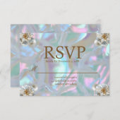 Moeder van de Parel Iridescent RSVP Kaarten (Voorkant / Achterkant)