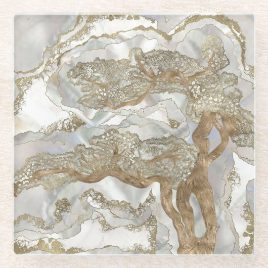 Moeder van de parelgulden boom glazen onderzetter (Voorkant)