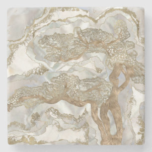 Moeder van de parelgulden boom stenen onderzetter