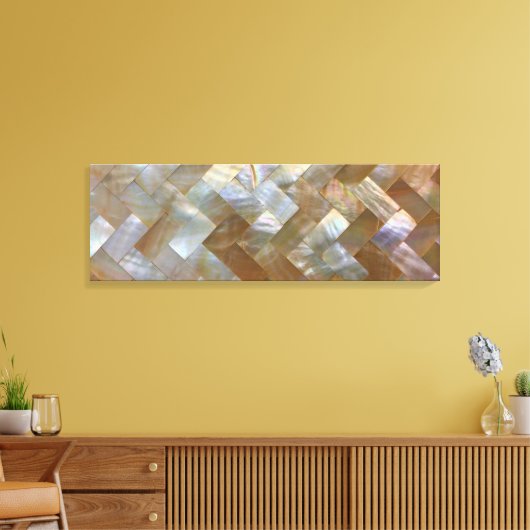 Moeder van de parelhok Capiz Weave Canvas Afdruk (Insitu (Woonkamer))