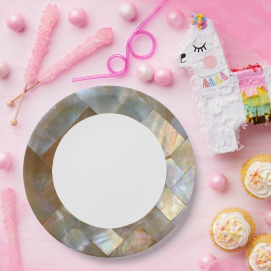 Moeder van de parelhok Capiz Weave Papieren Bordje (Feest)