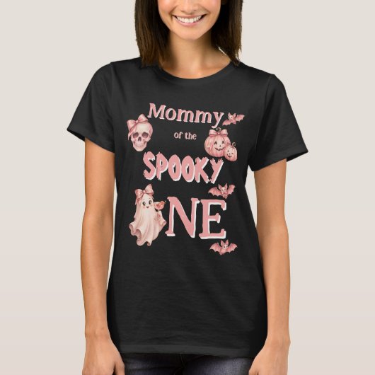 Moeder van de Spooky One Pinkoween-feest T-shirt (Voorkant)