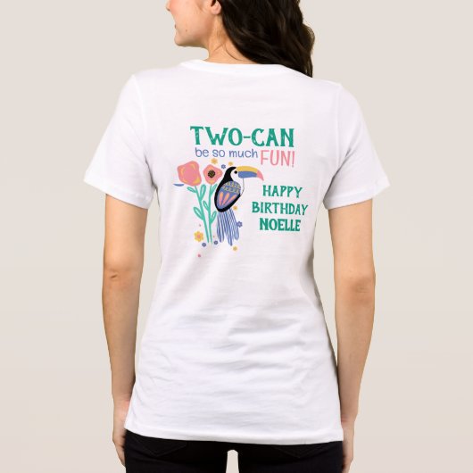 Moeder van de TWO-CAN (Toucan) 2e verjaardag Tri-Blend Shirt (Achterkant)