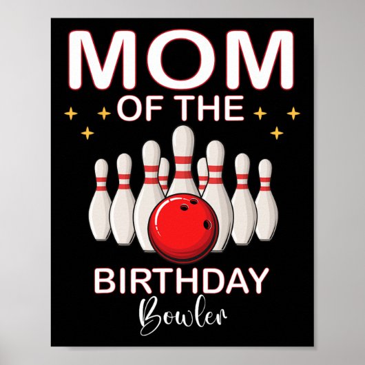 Moeder van de verjaardag bowler Kind jongen meisje Poster (Voorkant)