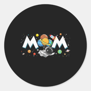 Moeder van de verjaardag jongen grappige astronaut ronde sticker