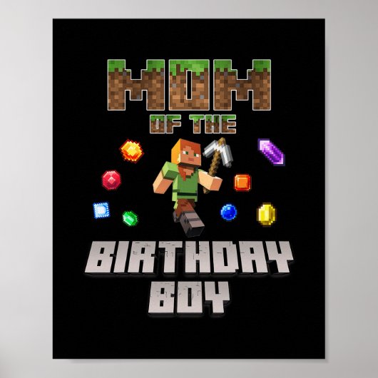 Moeder Van De Verjaardag Jongen Videogamer Pixel N Poster (Voorkant)