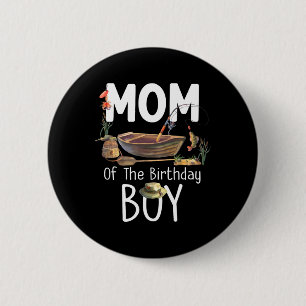 Moeder Van De Verjaardag Jongen Vissen Verjaardag  Ronde Button 5,7 Cm