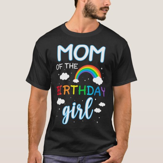 Moeder van de verjaardag Meisje Rainbow Matching F T-shirt (Voorkant)