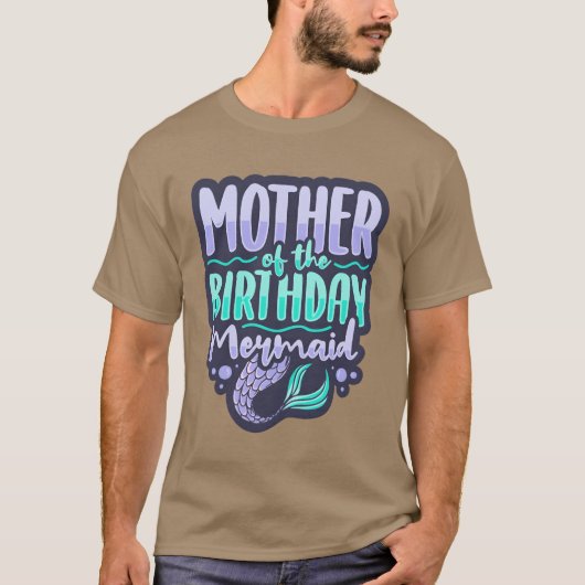 Moeder van de verjaardag zeemeermin moeder grappig t-shirt (Voorkant)
