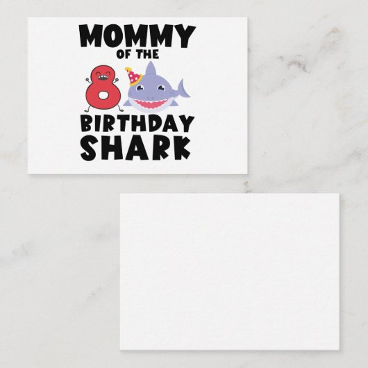 Moeder van de verjaardaghaai 8 jaar oud Verjaardag Notitiekaartje (Voorkant / Achterkant)