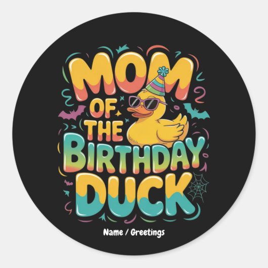 Moeder van de Verjaardags Eend Rubber Eend Verjaar Ronde Sticker (Voorkant)