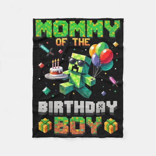 Moeder Van De Verjaardagsfeest Video Game Pixel Nu Fleece Deken (Voorkant)