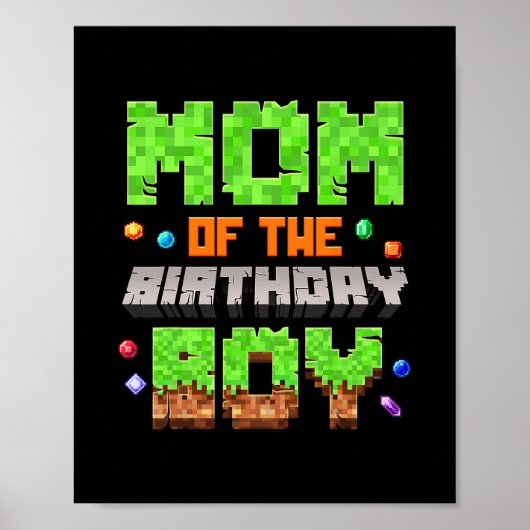 Moeder Van De Verjaardagsjongen Pixel Gaming Video Poster (Voorkant)