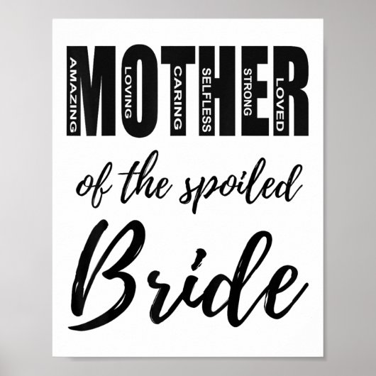 Moeder van de verwende bruid grappige mam bruiloft poster (Voorkant)