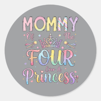 Moeder van de vier een prinses 4e verjaardag meisj ronde sticker