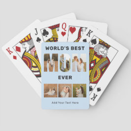 Moeder van de Wereld Aangepaste 6 Foto Blauwe Poke Pokerkaarten
