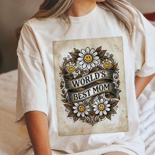 Moeder Van De Wereld Beste Vintage Daisy Tattoo Ku Tri-Blend Shirt