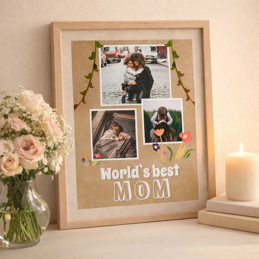 Moeder van de Wereld Bloemen Oud Papier 3 Foto Poster
