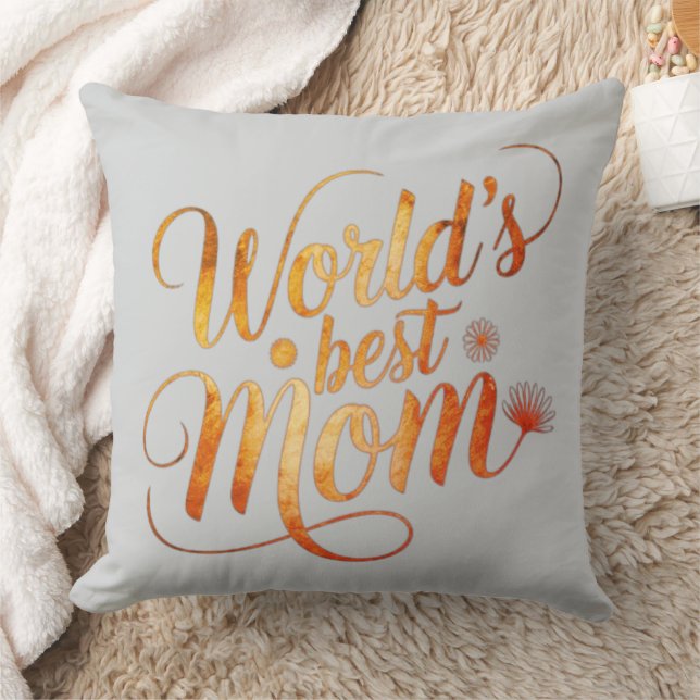 Moeder van de Wereld Elegant Bloemtypografie Cadea Kussen (Deken)