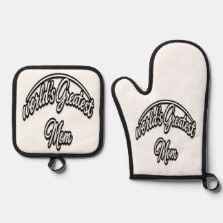Moeder van de Wereld Elegant Schuin Schrift Ontwer Ovenwant & Pannenlap Set