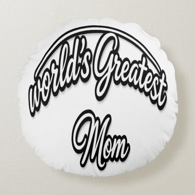 Moeder van de Wereld Elegant Schuin Schrift Ontwer Rond Kussen (Voorkant)