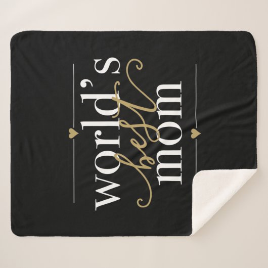 Moeder van de Wereld Elegant Zwart en Goud Sherpa Deken (Voorkant (horizontaal))
