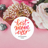 Moeder van de Wereld Rood en Wit Calligrafie Schri Ronde Sticker