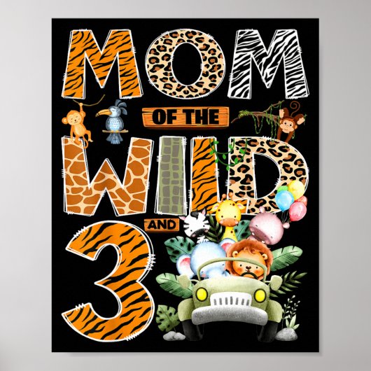 Moeder van de wilde drie 3de verjaardag jongen saf poster (Voorkant)