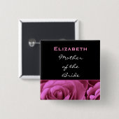 Moeder van de zwarte roze rozen - Aangepaste naam Vierkante Button 5,1 Cm (Voorkant /achterkant)