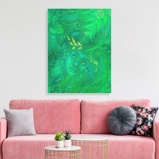 Moeder van Dragons Goddess Fantasy Surreal Paintin Canvas Afdruk (Insitu (Woonkamer))