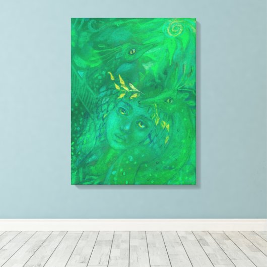 Moeder van Dragons Goddess Fantasy Surreal Paintin Canvas Afdruk (Insitu (Houten vloer))