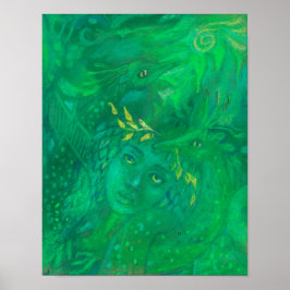 Moeder van Dragons Goddess Fantasy Surreal Paintin Poster