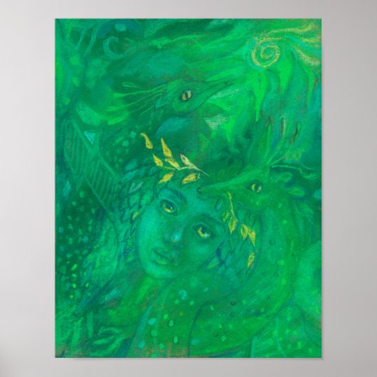Moeder van Dragons Goddess Fantasy Surreal Paintin Poster (Voorkant)