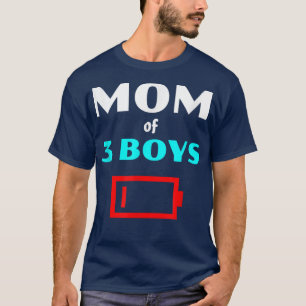 Moeder van drie jongens met drie zonden lage biet t-shirt