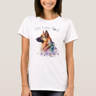 Moeder van Duitse Herdershond Bloemenprint T-shirt