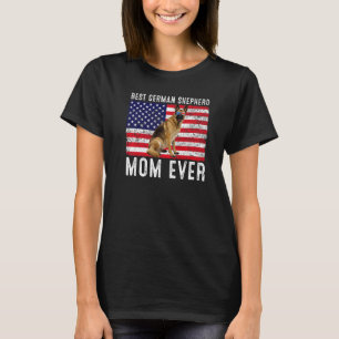Moeder van Duitse Herdershond USA Amerikaanse Vlag T-shirt