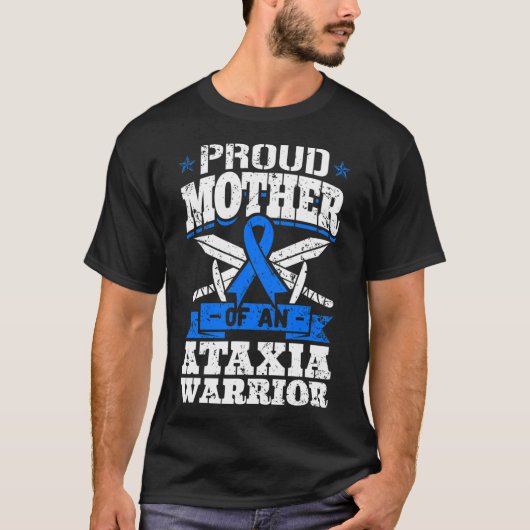 Moeder van een ataxia Warrior Awareness Ribbon Dys T-shirt (Voorkant)