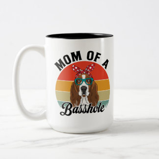 Moeder van een Basshole Funny Basset Hound Dog Mom Tweekleurige Koffiemok