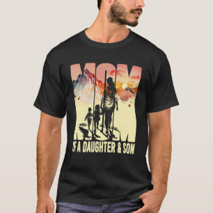 Moeder van een dochter en zoon Moederdag zonsonder T-shirt