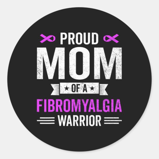Moeder van een Fibromyalgie Warrior Survivor Aware Ronde Sticker (Voorkant)