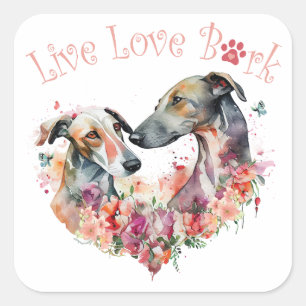 Moeder van een grijze hond bloemen vierkante sticker