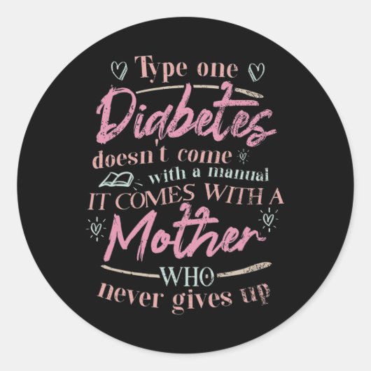 Moeder van een kind met diabetes T1D Ronde Sticker (Voorkant)