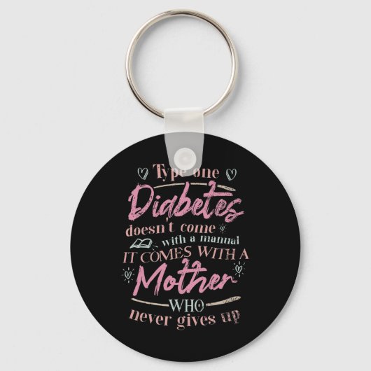 Moeder van een kind met diabetes T1D Sleutelhanger (Voorkant)